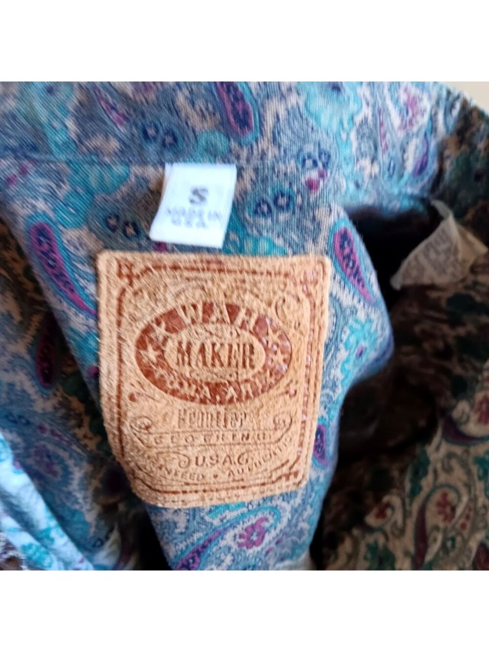 True Vintage Shirt Small Wah Maker Paisley Button-Up Pullover Paisley Made USA